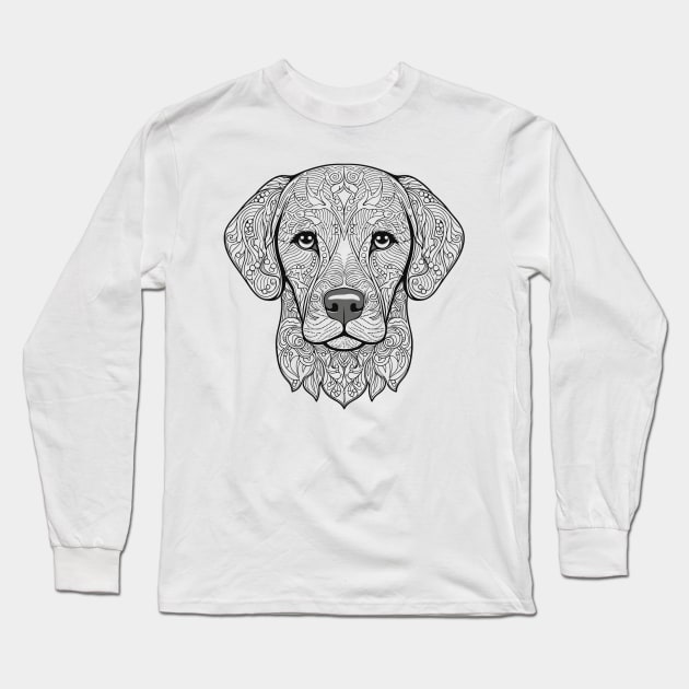 Labrador head mandala Long Sleeve T-Shirt by RosaliArt